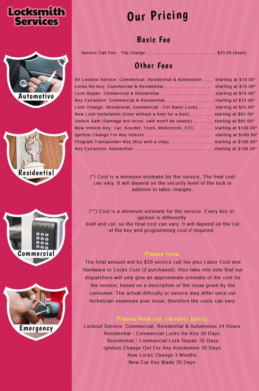 Burlington NJ Locksmith Store Burlington, NJ 609-372-2021 - price-list-c-18